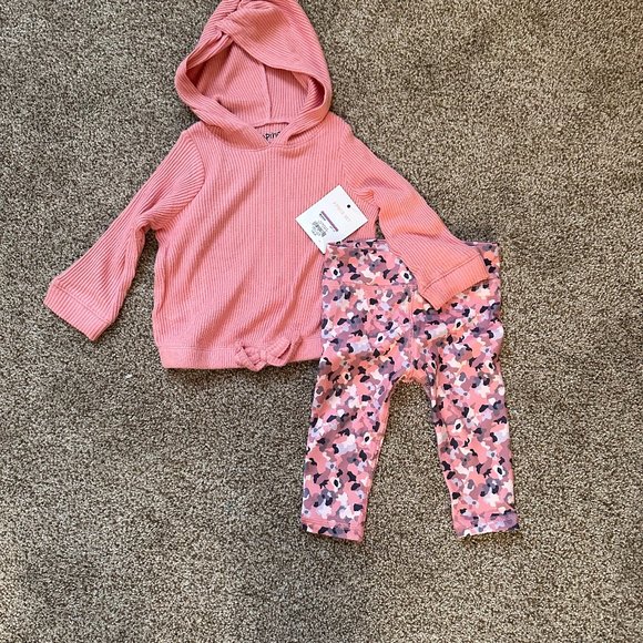 TODDLER GIRL JUMPING BEAN BRUSHED RIBBED HOODIE & LEGGING SET SIZE 12M  #K23 - Picture 2 of 2